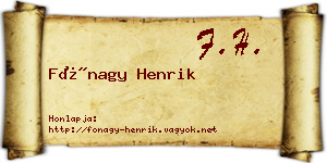 Fónagy Henrik névjegykártya