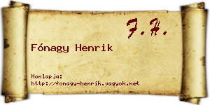 Fónagy Henrik névjegykártya